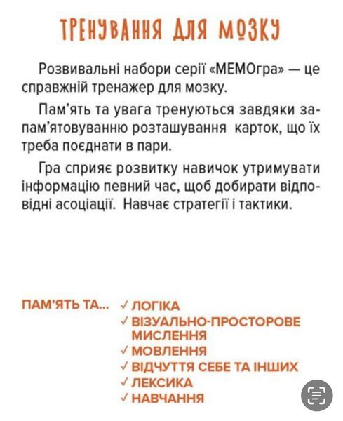 Мемо гра Активне дозвілля КН1349002У фото
